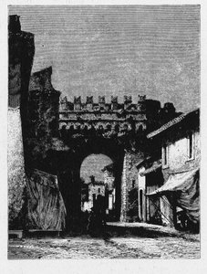 História da Roma Antiga. A Porta Settimiana é um portão na Muralha Aureliana em Roma. de Unbekannt