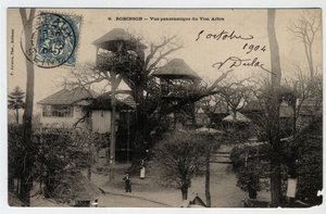 Ile de France, Hauts de Seine (92), Le Plessis Robinson (Le Plessis-Robinson): vista panorâmica do "True Arbre", uma guinguette instalada no topo de uma castanha - Cartão Postal datado de 1904 de Unknown