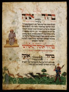 Ilustração da caça à lebre de Ashkenazi Hagadah de Unbekannter Künstler
