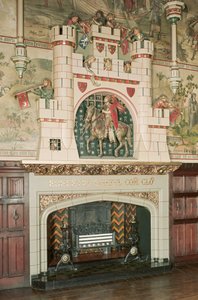 Interior, detalhe de uma lareira, Castelo de Cardiff, País de Gales, c.1875 (foto) de Unbekannt
