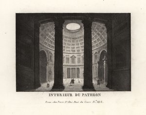 Interior do Panteão mostrando a cúpula e o oculo caixotão, Roma de Unbekannt