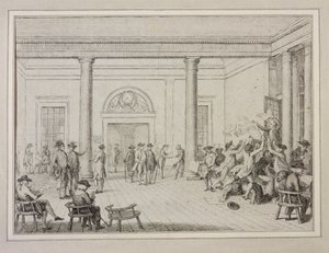 Interior da Bolsa de Valores, c.1790 (gravura) de Unbekannt
