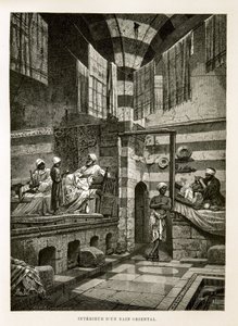 Vista interna de um banho oriental Ilustração do Atlas do Egito de Unknown