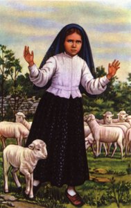 Jacinta, que viu a Virgem Maria em Fátima em 1917, c.1920-1930 (postal) de Unbekannter Künstler