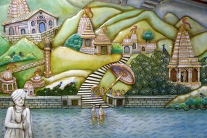 Jalaram Prathna templo hindu, Leicester. Obras de arte que retratam a vida de Jalarambapa. Reino Unido. de Unbekannt