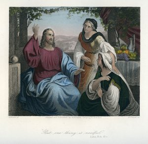 Jesus em casa de Maria e Marta - Bíblia, Novo Testamento de Unbekannter Künstler