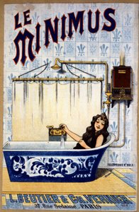 Casa de banho Le minimus, c. 1900 (ilustração) de Unbekannter Künstler