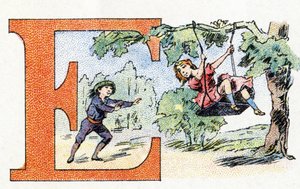 Carta E: Scarpolette. Alfabeto de Fosfatina Falieres . Gravura. Alfabeto de Brevete S.G.D.G. do farmacêutico Pierre Emile Falieres . Ilustrações em cromolitografia, final do século XIX. 16 páginas. Dim: 103x154mm de Unbekannt