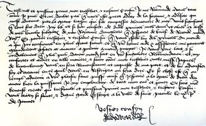 Carta do Rei Eduardo IV a Francisco II, Duque da Bretanha, pedindo ajuda na recuperação do seu reino, escrita em Saint-Pol, 9 de Janeiro de Unbekannt
