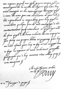 Carta do Rei Henrique IV de França a Henrique, Príncipe de Gales, agradecendo-lhe o presente de uma matilha de cães de caça para o seu filho, o Delfim, demasiado novo para escrever pessoalmente, escrito em Paris de Unbekannt
