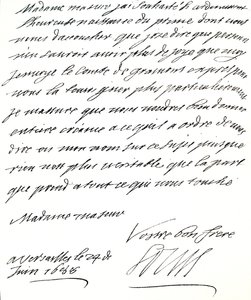 Carta de Luís XIV a Maria de Modena, felicitando-a pelo nascimento de um príncipe, James Edward, Príncipe de Gales de Unbekannt