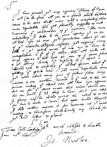 Carta de Sir Isaac Newton a William Briggs, M.D., escrita do Trinity College, Cambridge, 20 de Junho de Unbekannt