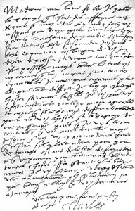 Carta, em francês, do Imperador Carlos V. à sua nora, a Rainha Maria I de Inglaterra, expressando seu desejo de ver seu filho, o Rei Felipe, seu marido, a fim de consultá-lo sobre os assuntos, expressando seu pesar pela necessidade de privá-la de h de Unbekannt