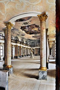 Biblioteca da Abadia Beneditina de Ottobeuren, Baviere, Alemanha, Europa. Fotografia de Unbekannter Künstler