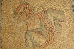 Líbia, mosaico romano de velho com barba e grinalda de Unbekannt
