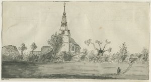 Lichfield - Igreja de São Miguel: desenho em sépia, nd [ Final do século 18] de Unbekannt