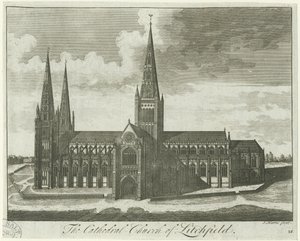 Catedral de Lichfield - vista sul: gravura, séc. XVIII de Unbekannt
