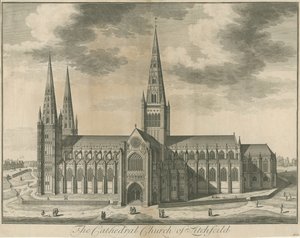 Catedral de Lichfield - vista sul: gravura, nº [c 1730] de Unbekannt