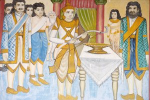 A vida do Príncipe Buda Siddhartha Gautama tornou-se um campeão de esgrima, luta livre e arco e flecha, Siem Reap, Camboja de Unbekannt