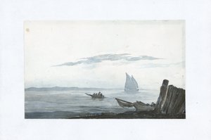 Cúmulos ligeiros e stratus sobre uma enseada marítima de Unbekannter Künstler