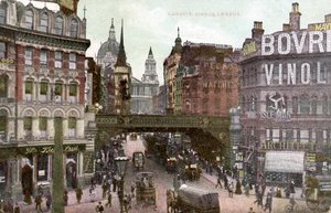 Londres - Ludgate Hill na cidade de Londres, início do século XX (cartão postal) de Unbekannter Künstler