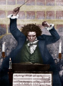 Ludwig van Beethoven conduzindo com bastão - por Katzaroff. compositor alemão de Unbekannt