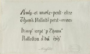 Igreja de Mayfield - inscrição para Thomas Rolleston: desenho a caneta, séc. de Unbekannt