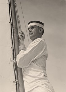 Midshipman içando a vela principal, Academia Naval dos EUA, Annapolis, Maryland. 1942 (foto) de Unbekannt