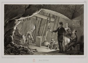 Mineração, estação de enchimento de minérios metálicos numa mina, c 1851 de Unbekannt