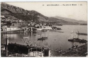 Monte Carlo (Monte-Carlo): Vista da cidade tirada do Mónaco - Cartão postal do final do século XIX ao século XX de William M. Timlin