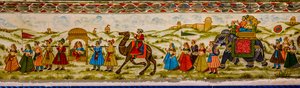 Mural, Patwon-Ki-Haveli, Jaisalmer, uma cidade exótica no deserto de Thar, Jaisalmer, Rajasthan, Índia, Ásia (foto) de Unbekannter Künstler