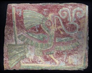 Fragmento mural de um quetzal com virgula de canto, período clássico antigo, 200–600 dC de Unbekannt