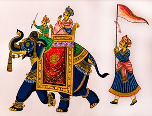 Pintura mural na cidade velha, Udaipur, Udaipur, Rajasthan, Índia, Ásia (foto) de Unbekannter Künstler