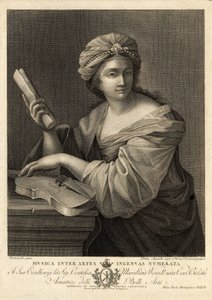 Musica inter artes ingenua numerata, gravura de Pietro Savorelli a partir de uma pintura de Giovanni Francesco Romanelli, pintor barroco do século XVIII. de Unbekannter Künstler