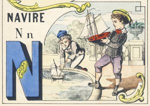 N: navio - Alfabeto dos Jogos, c.1890 (ilustração) de Unbekannt