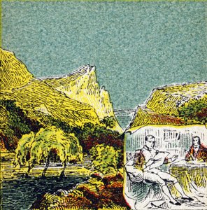 Napoleão I Bonaparte no Exílio, na ilha de Sainte Helene . Gravura em "Histoire de France". Série de imagens publicitárias publicadas em nome de Louit, 24 rue d