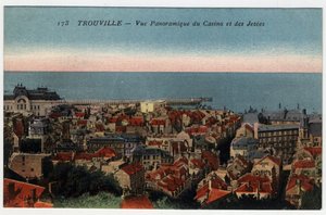 Normandia, Calvados (14), Trouville: vista panorâmica do casino e dos molhes - Cartão postal no final do século XIX-20 de William M. Timlin