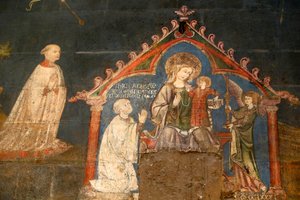 Catedral de Notre Dame de Clermont, Clermont-Ferrand, França, capela de São Jorge (final do século XIII), Detalhe Fresco (foto) de Unbekannt