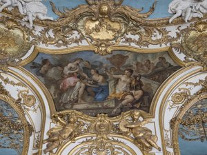 Ninfas oferecendo flores em Psique, no limiar do Palácio do Amor. Pintura de Charles Joseph Natoire (1700-1777) de Unbekannt