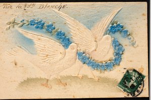 Cartão postal de tecido antigo/Dove de Unbekannt