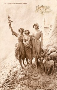 Antigo cartão postal/canto da primavera/Bergere/Sheep de William M. Timlin