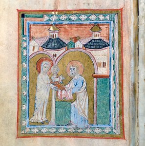 Página de um códice mostrando a Apresentação no Templo, Tesouro da Catedral de Vercelli de Unbekannt