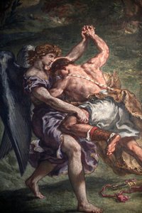 Pintura de Eugene Delacroix na basílica de Saint Sulpice, Paris : Jacob lutando com o anjo, Paris, França de Unbekannt