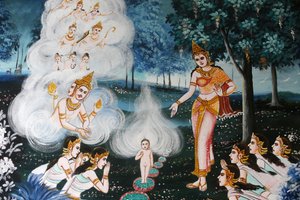 Pintura em Wat Dab Phai, Chiang Mai. Tailândia. Buda Bebê de Unbekannt