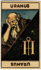 Paranormal. Astrologia. Urano (planeta). Carta astrológica de: Le Tarot Astrologique (Tarô astrológico), de Georges Muchery, França de Unbekannter Künstler