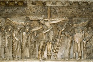 Parma Emilia Romagna Itália Piazza del Duomo no Duomo Dome Desposizione Descida da Cruz por Benedetto Antelami 1178 de Unbekannt