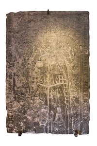 Petronille tombstone, esposa do cavaleiro Reli de Mareuil, morreu c. 1280 (Tombstone) Mosteiro cisterciense de Royaumont (abadia) 1228-1235 Asnieres-sur-Oise (Asnieres sur Oise) de William M. Timlin
