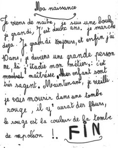 Foto de um texto sobre a maternidade feito numa creche em Paris em 1960