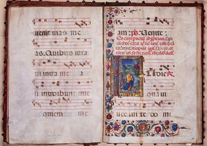 Biblioteca Piccolomini: Livro Coro, cód. 7.G, ss. 40v-41r com “Visão de Jeremias”, de Guidoccio Cozzarelli. de Unbekannter Künstler