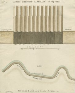 Pipehill - Barricada militar: desenho em aquarela, nd [1749-1823] de Unbekannt